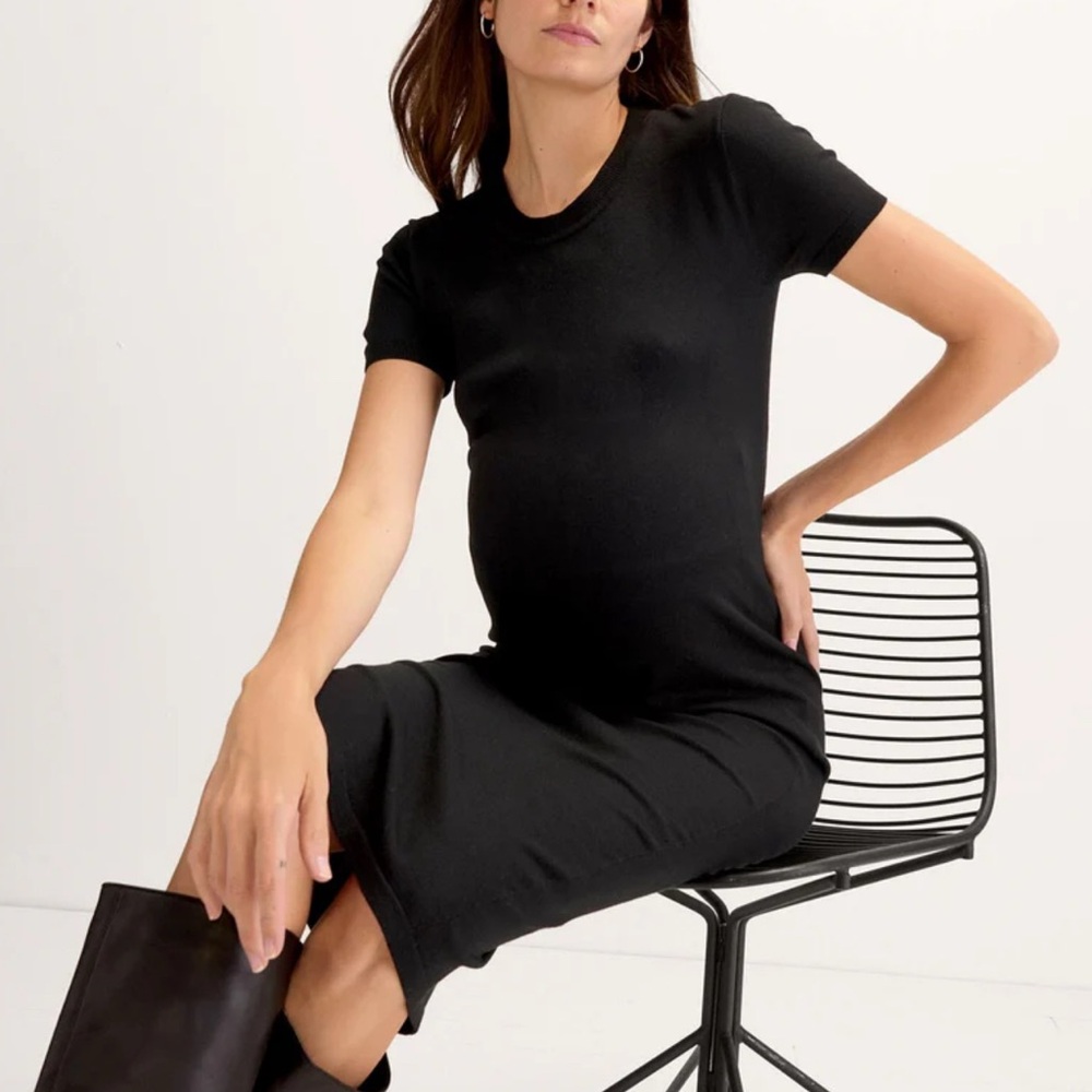 Hatch Black Short-Sleeve Midi Dress